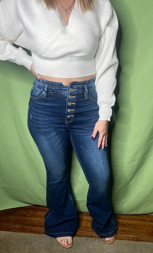 kancan buttonfly flare jeans
