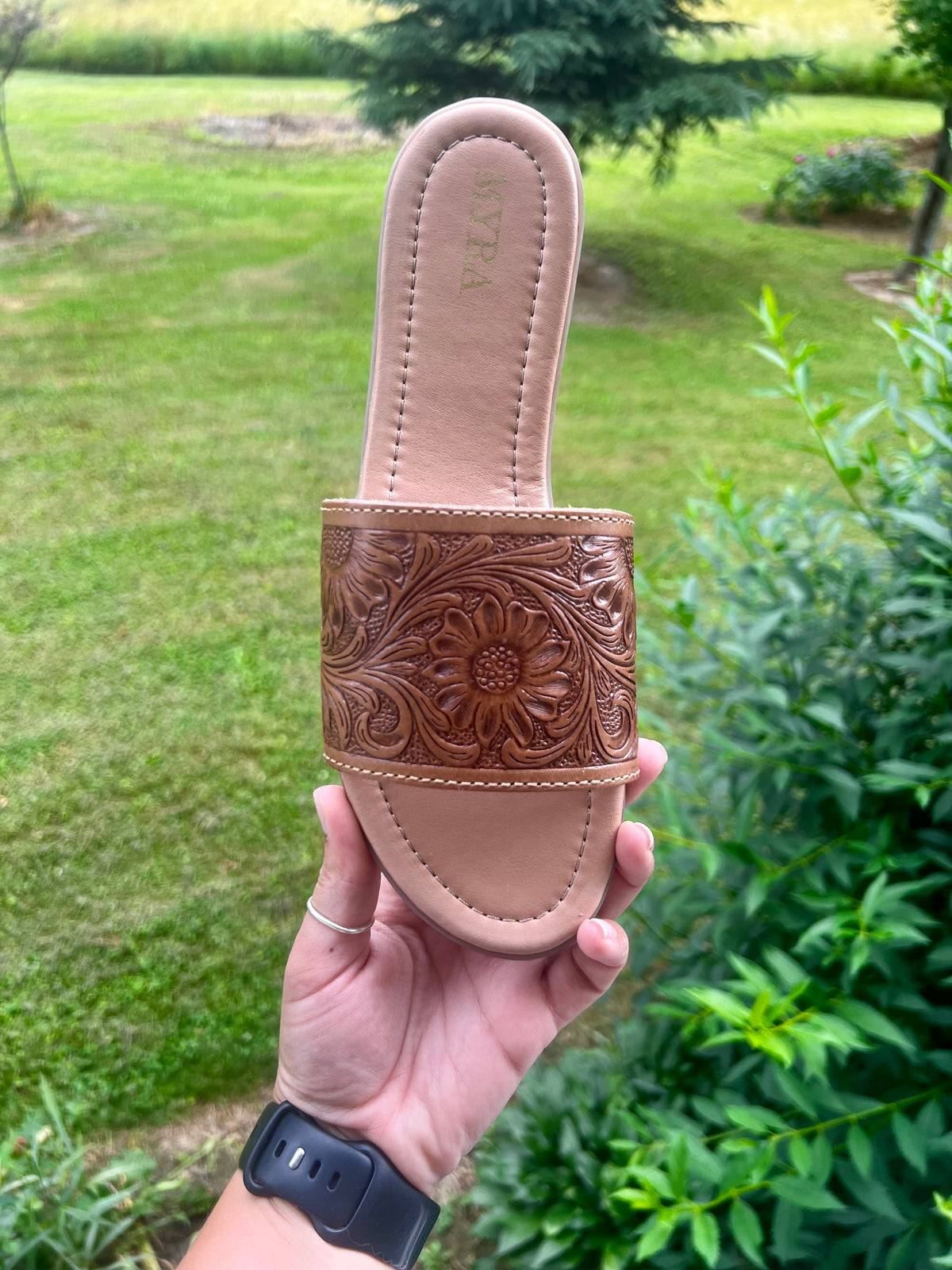 sunflower western tooled sandals