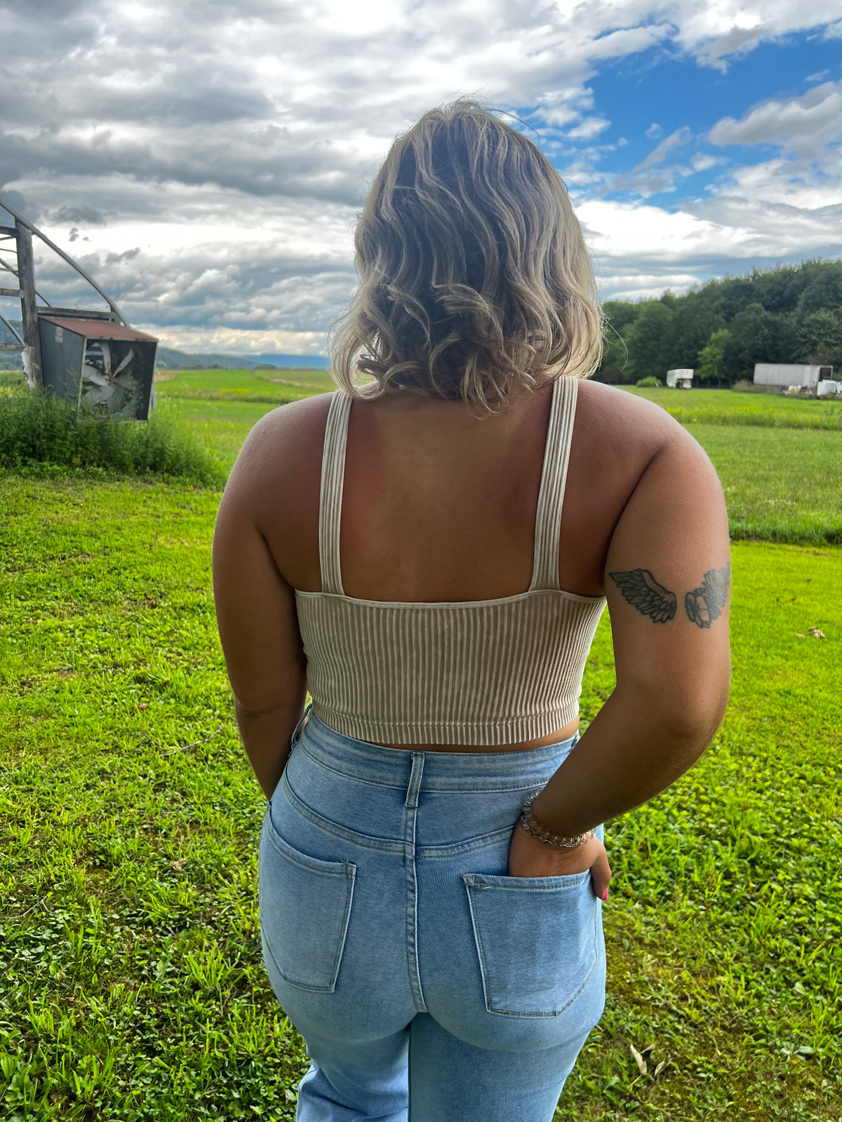 mocha v neck tank