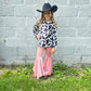 GIRLS fringe cow print w/ bell bottoms