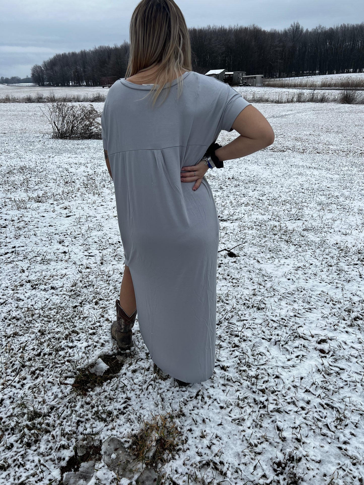 short sleeve maxi dress