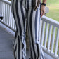Grey & white striped bell bottoms