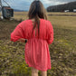 coral eyelet dress
