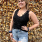 Black lace overlay tank