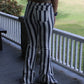 Grey & white striped bell bottoms