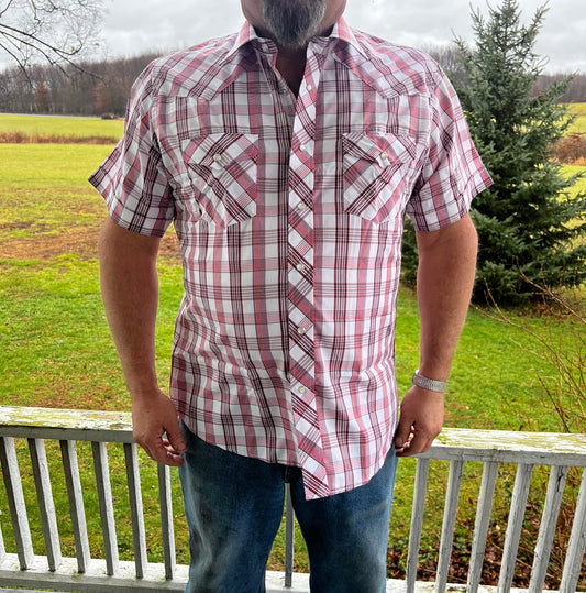 MENS red pearl snap shirt