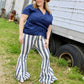 Grey & white striped bell bottoms