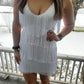 white fringe dress