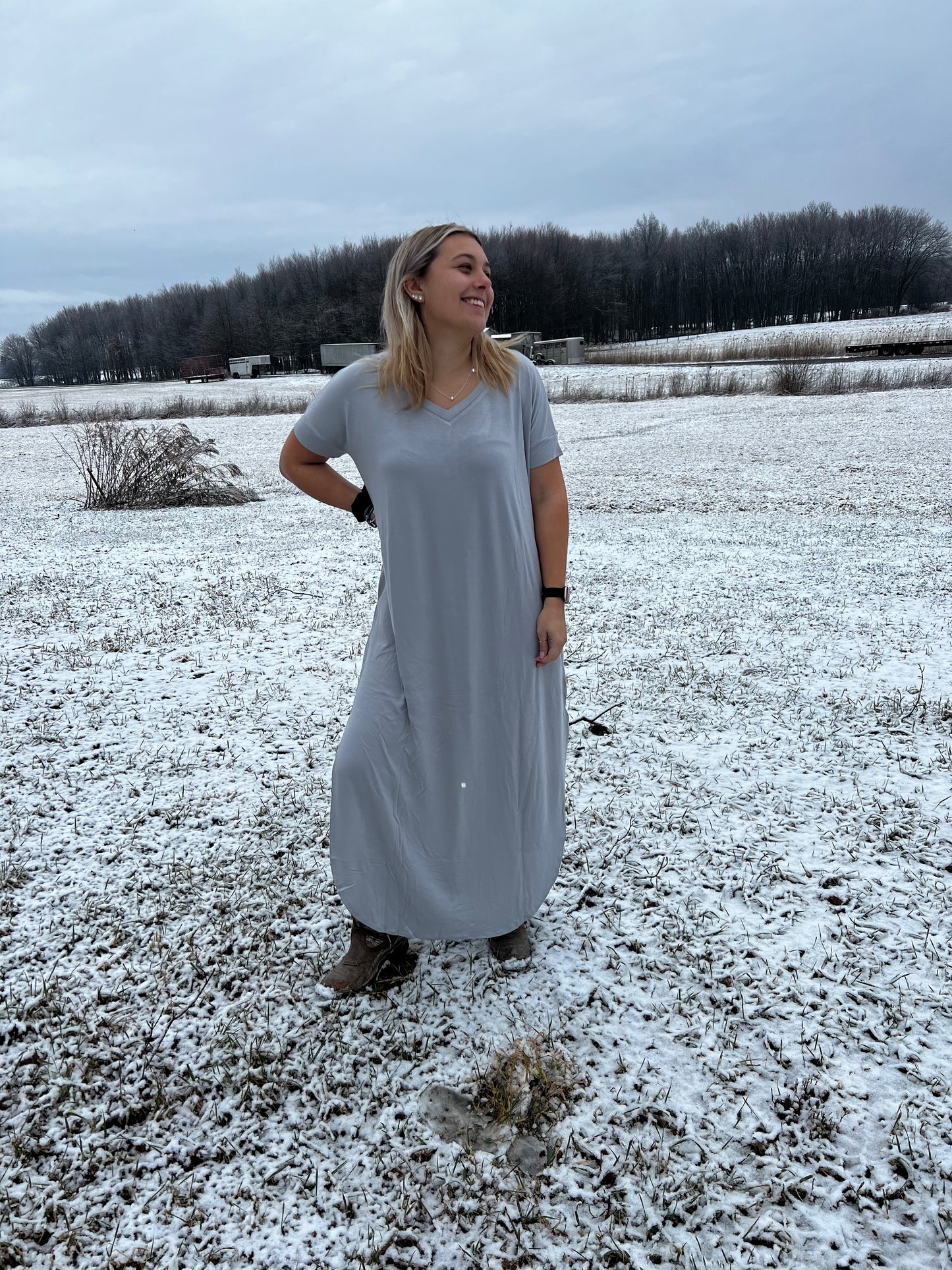 short sleeve maxi dress