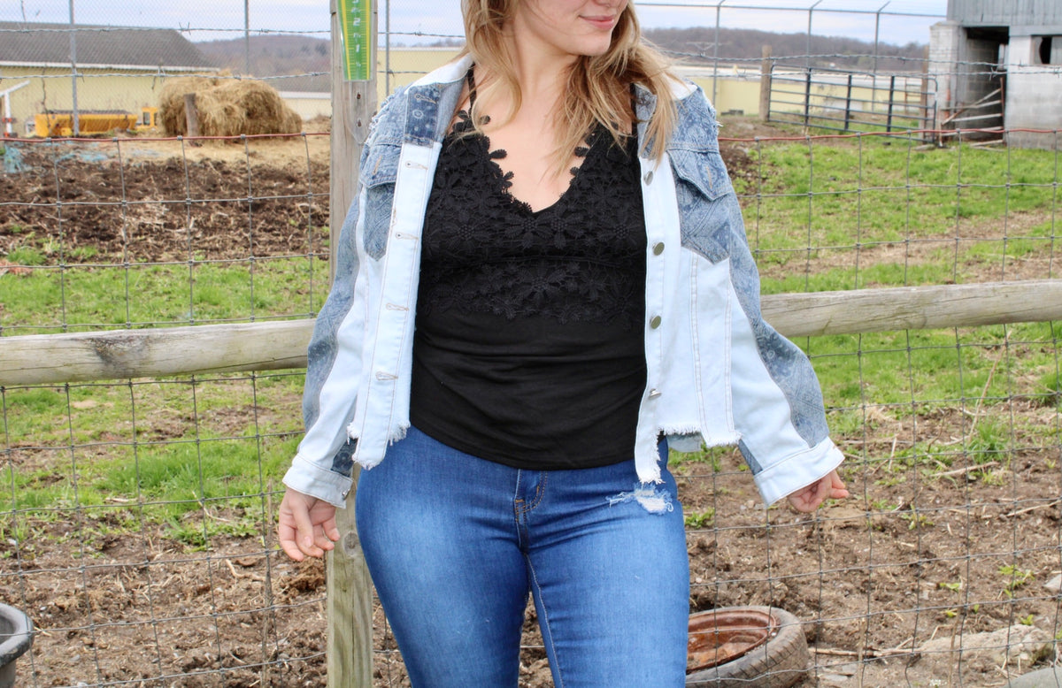 Black lace overlay tank