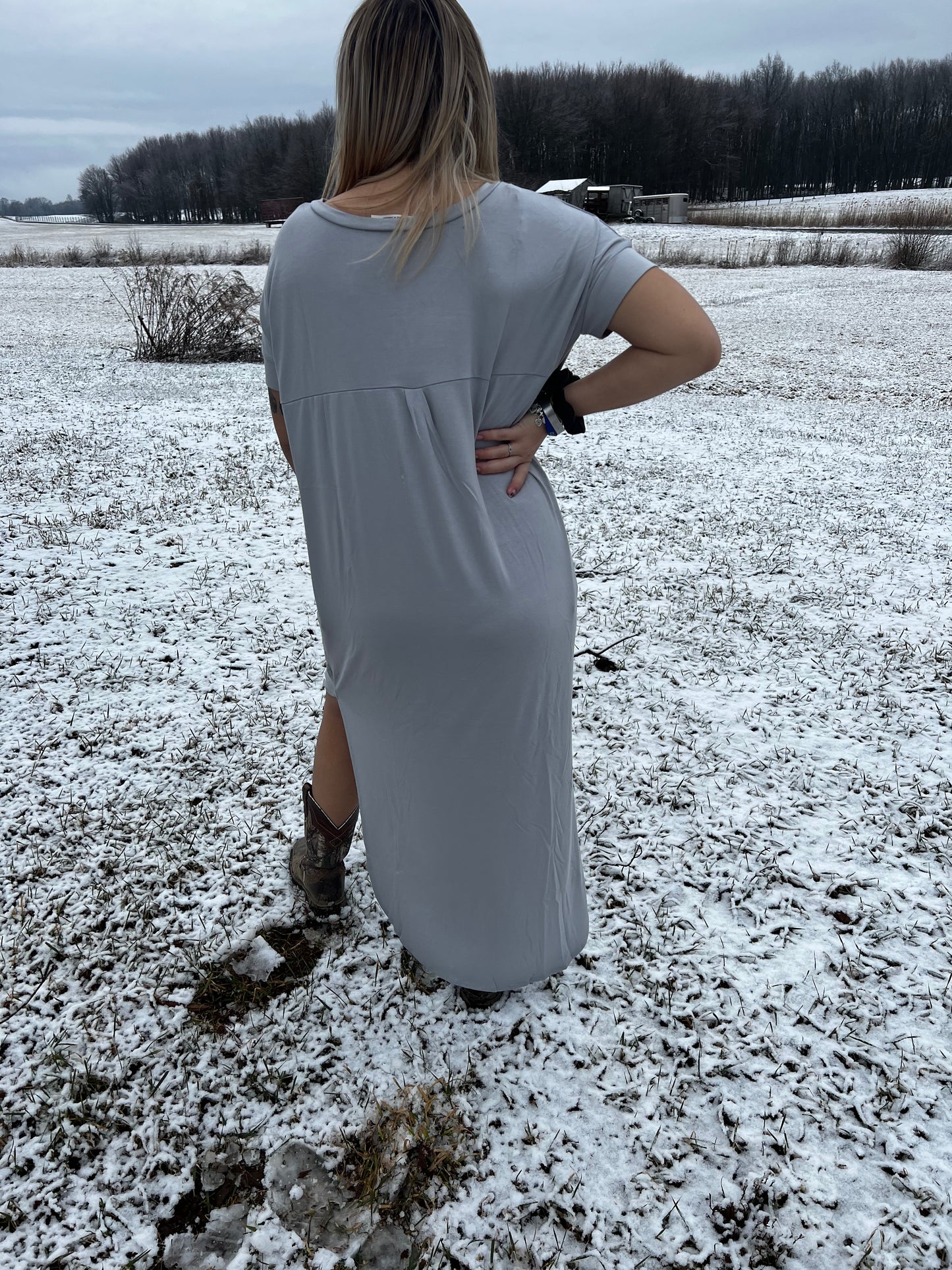 short sleeve maxi dress