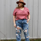 PLUS size high rise destroyed jeans