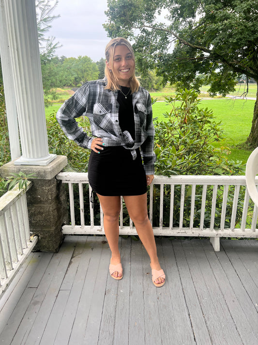 Black side ruched dress