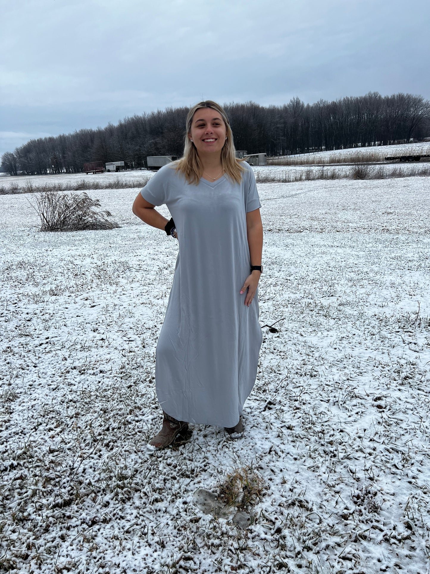 short sleeve maxi dress