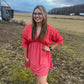 coral eyelet dress