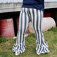 Grey & white striped bell bottoms