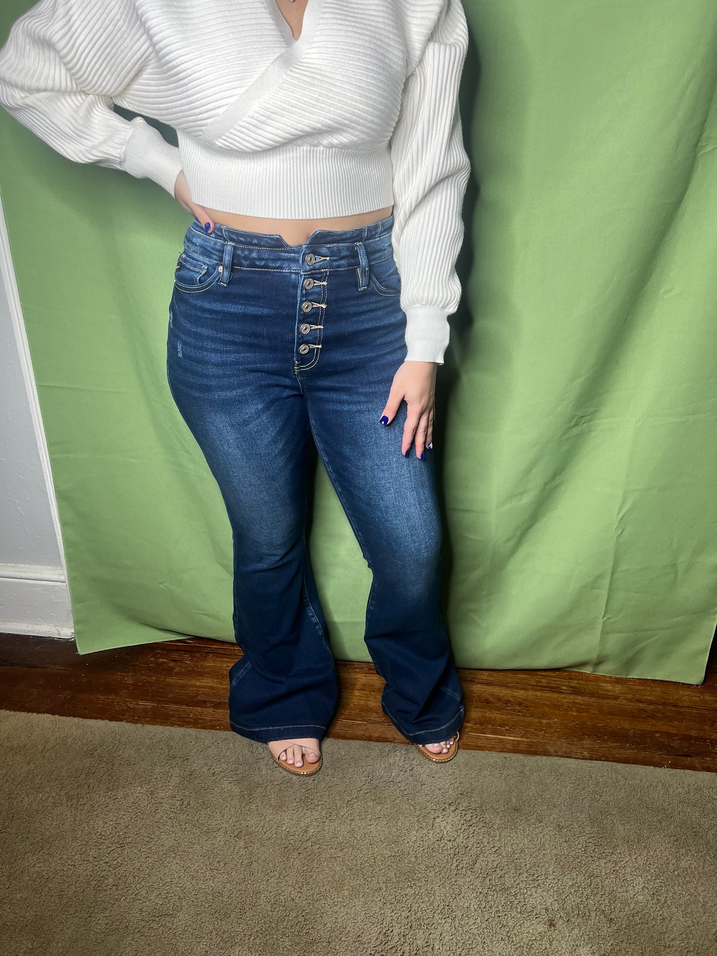 kancan buttonfly flare jeans
