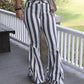Grey & white striped bell bottoms
