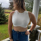 rhinestone fringe crop tank