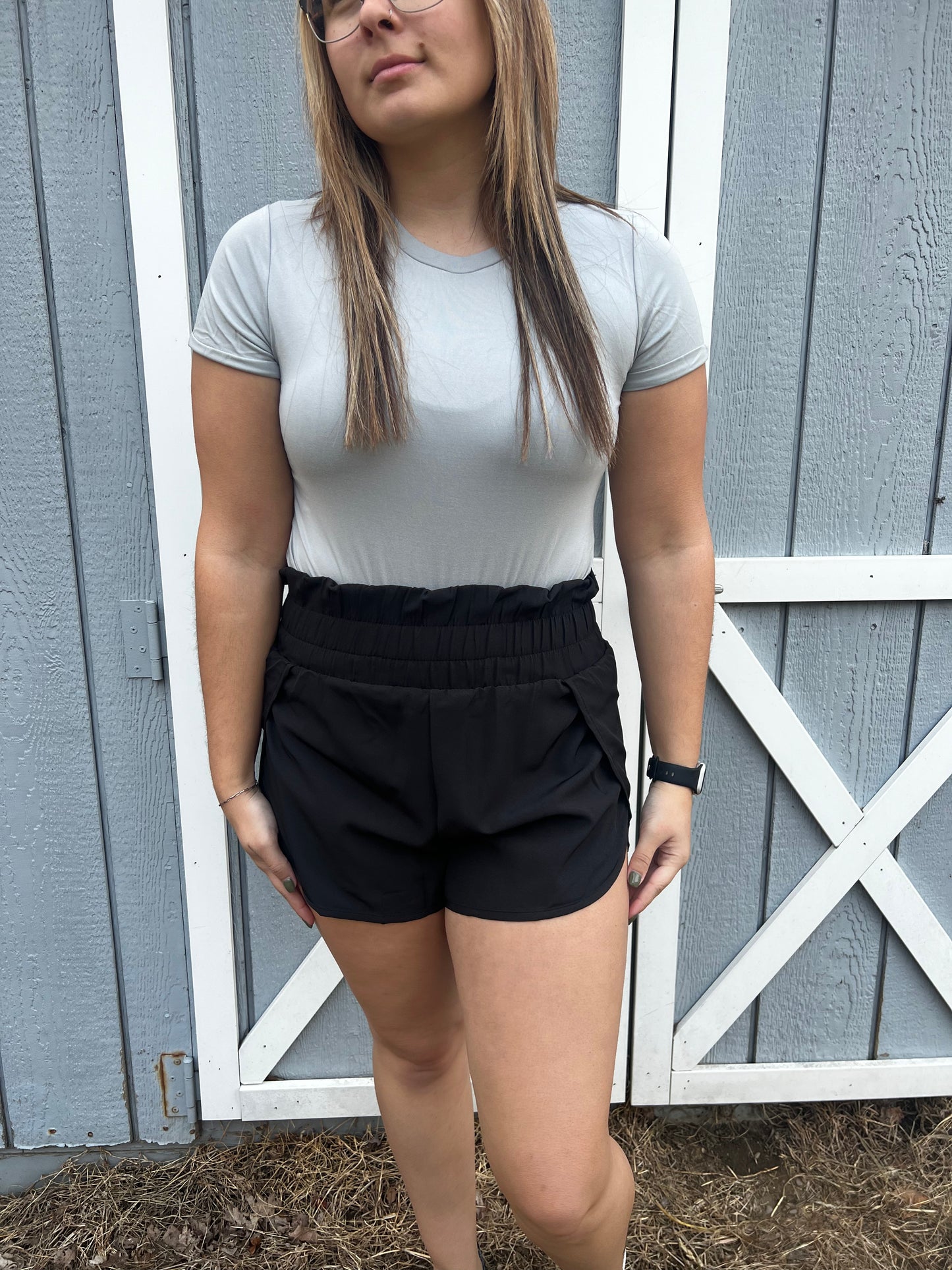 high waist band shorts